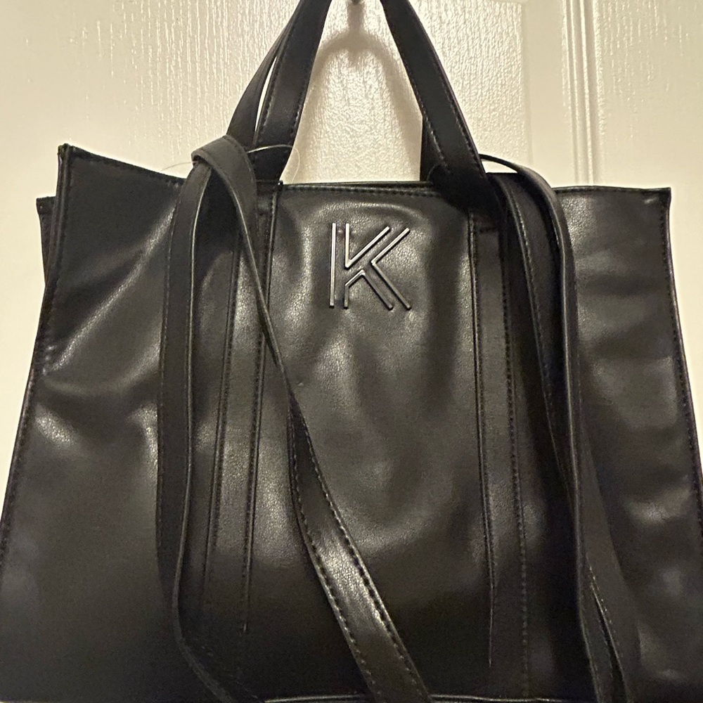 Sleek Black Tote Bag with K Monogram